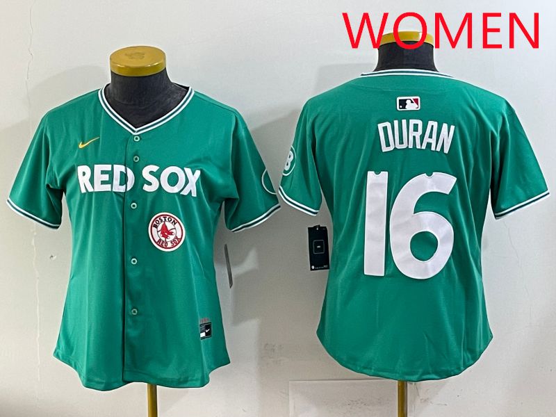Women 2025 Boston Red Sox 16 Duran Dark Green Joint Name Nike MLB Jersey style 10